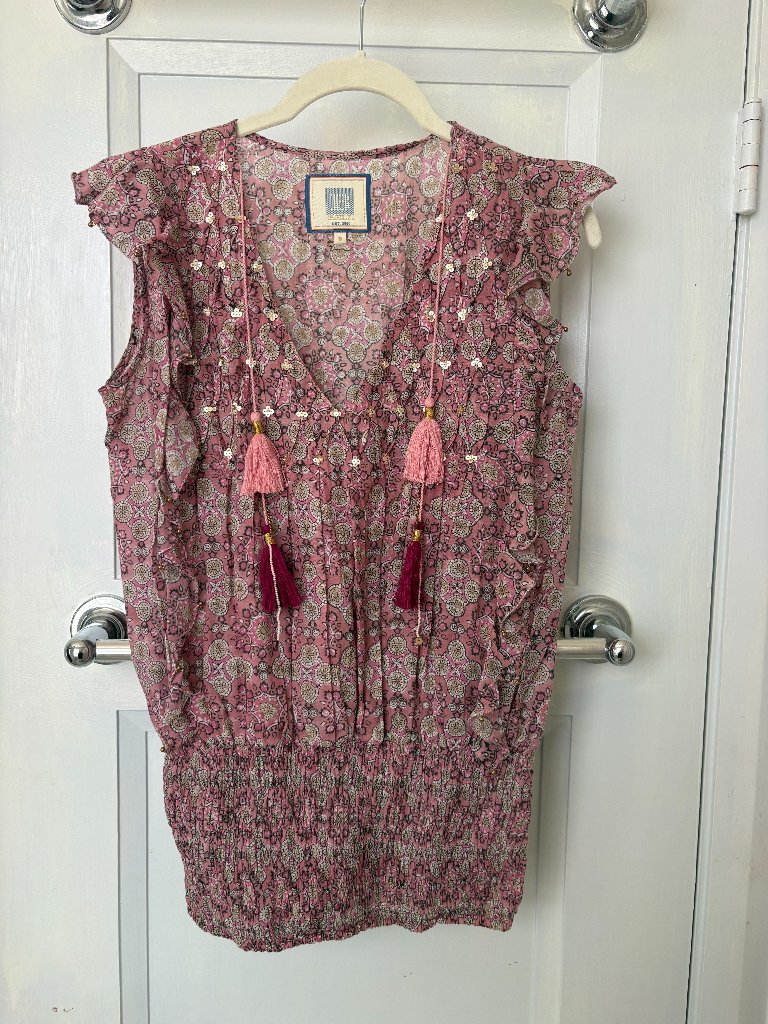 Bell By Alicia Bell Pink Ruffle Tassel Mini Dress Size S